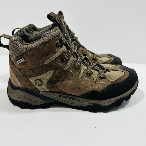 Merrell Pandora Waterproof Mid Omni-Fit Hiking Brown Boots Women Size 7 - Picture 2 of 8